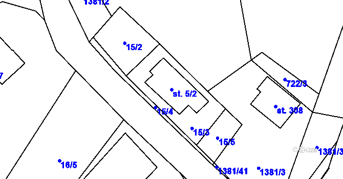 Parcela st. 5/2 v KÚ Skalice u Frýdku-Místku, Katastrální mapa