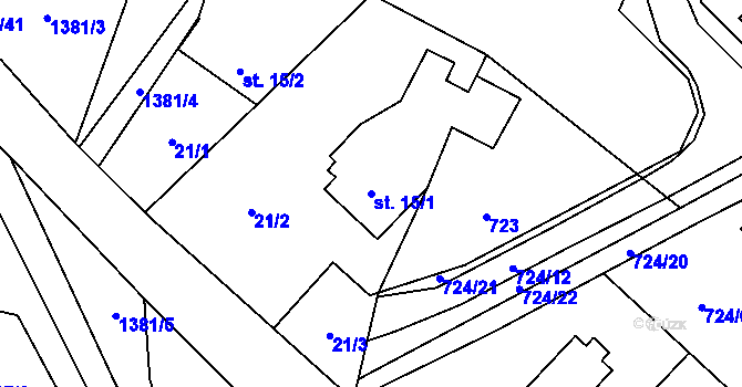Parcela st. 15/1 v KÚ Skalice u Frýdku-Místku, Katastrální mapa