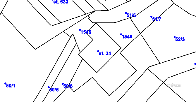 Parcela st. 34 v KÚ Skalice u Frýdku-Místku, Katastrální mapa