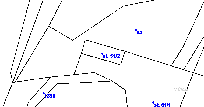 Parcela st. 51/2 v KÚ Skalice u Frýdku-Místku, Katastrální mapa