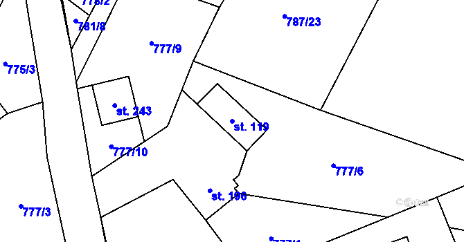 Parcela st. 119 v KÚ Skalice u Frýdku-Místku, Katastrální mapa