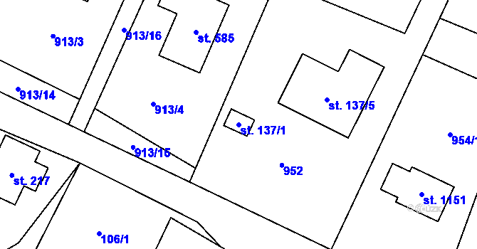 Parcela st. 137/1 v KÚ Skalice u Frýdku-Místku, Katastrální mapa