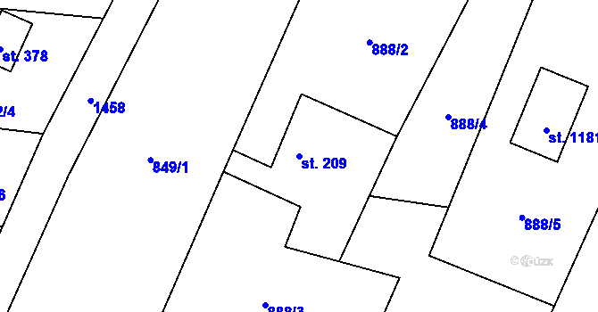 Parcela st. 209 v KÚ Skalice u Frýdku-Místku, Katastrální mapa