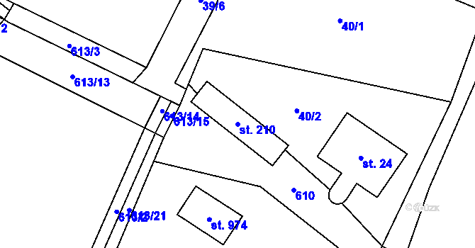 Parcela st. 210 v KÚ Skalice u Frýdku-Místku, Katastrální mapa