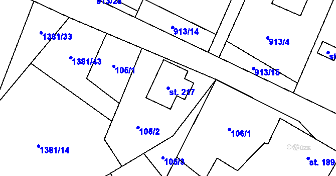 Parcela st. 217 v KÚ Skalice u Frýdku-Místku, Katastrální mapa