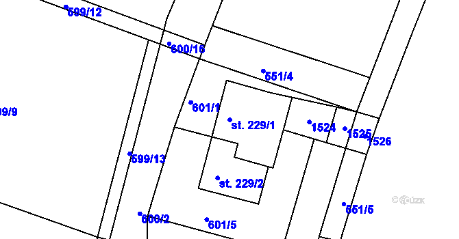 Parcela st. 229/1 v KÚ Skalice u Frýdku-Místku, Katastrální mapa