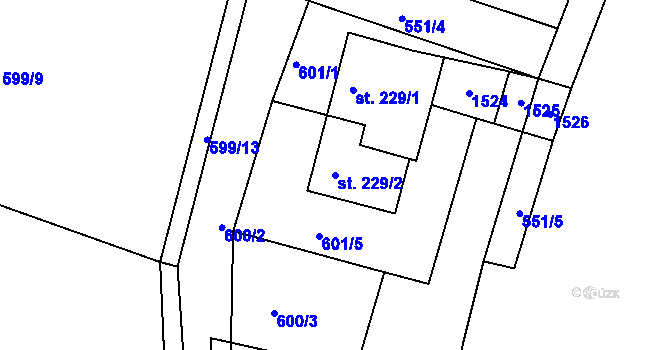 Parcela st. 229/2 v KÚ Skalice u Frýdku-Místku, Katastrální mapa