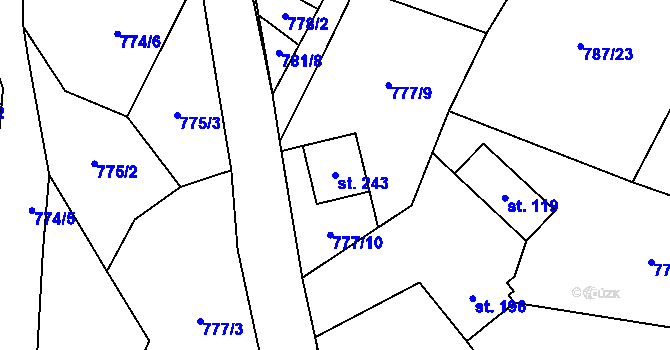 Parcela st. 243 v KÚ Skalice u Frýdku-Místku, Katastrální mapa