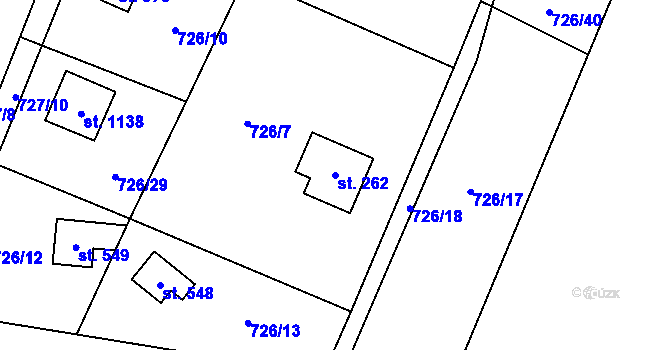 Parcela st. 262 v KÚ Skalice u Frýdku-Místku, Katastrální mapa