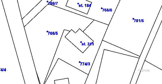 Parcela st. 311 v KÚ Skalice u Frýdku-Místku, Katastrální mapa