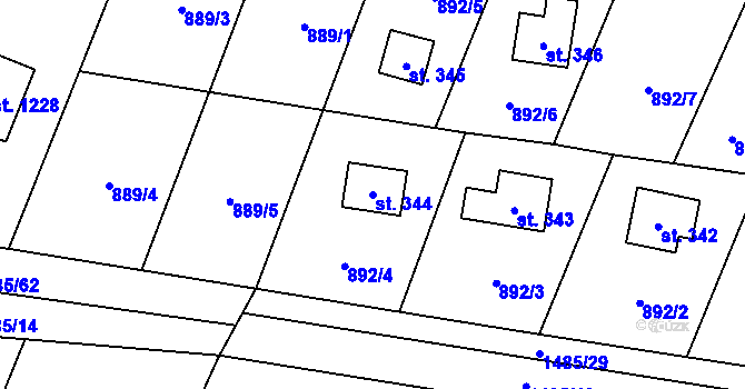 Parcela st. 344 v KÚ Skalice u Frýdku-Místku, Katastrální mapa