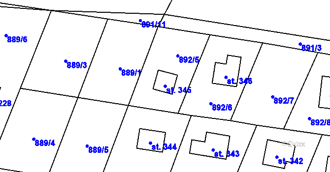 Parcela st. 345 v KÚ Skalice u Frýdku-Místku, Katastrální mapa