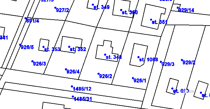 Parcela st. 348 v KÚ Skalice u Frýdku-Místku, Katastrální mapa