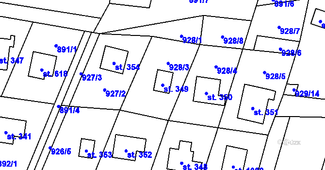 Parcela st. 349 v KÚ Skalice u Frýdku-Místku, Katastrální mapa