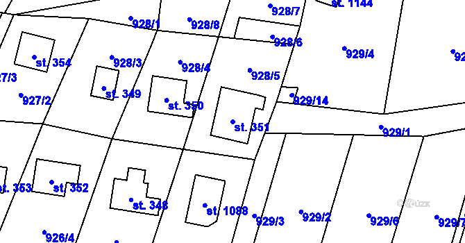Parcela st. 351 v KÚ Skalice u Frýdku-Místku, Katastrální mapa