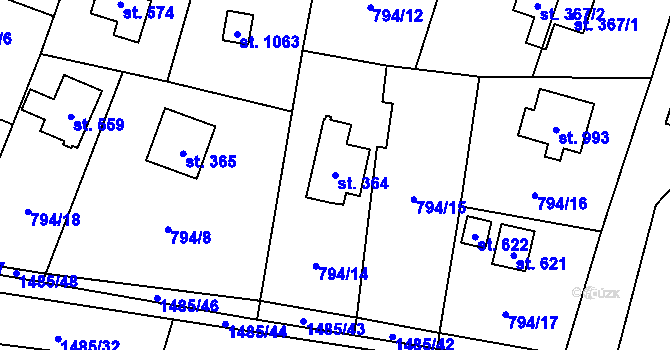Parcela st. 364 v KÚ Skalice u Frýdku-Místku, Katastrální mapa