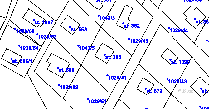 Parcela st. 383 v KÚ Skalice u Frýdku-Místku, Katastrální mapa