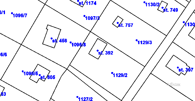 Parcela st. 392 v KÚ Skalice u Frýdku-Místku, Katastrální mapa