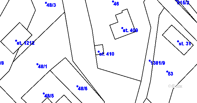 Parcela st. 410 v KÚ Skalice u Frýdku-Místku, Katastrální mapa
