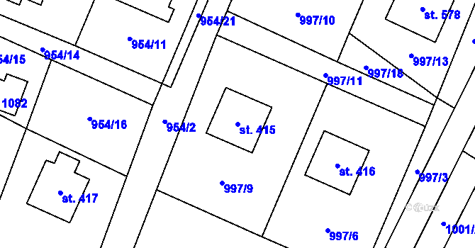 Parcela st. 415 v KÚ Skalice u Frýdku-Místku, Katastrální mapa