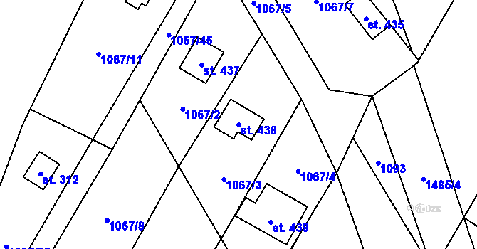 Parcela st. 438 v KÚ Skalice u Frýdku-Místku, Katastrální mapa
