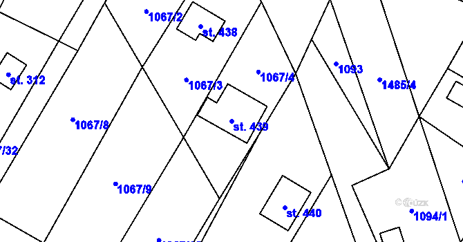 Parcela st. 439 v KÚ Skalice u Frýdku-Místku, Katastrální mapa