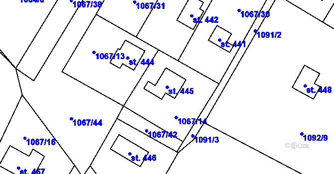 Parcela st. 445 v KÚ Skalice u Frýdku-Místku, Katastrální mapa
