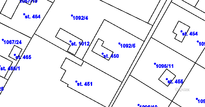 Parcela st. 450 v KÚ Skalice u Frýdku-Místku, Katastrální mapa