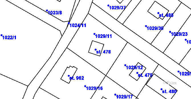 Parcela st. 478 v KÚ Skalice u Frýdku-Místku, Katastrální mapa
