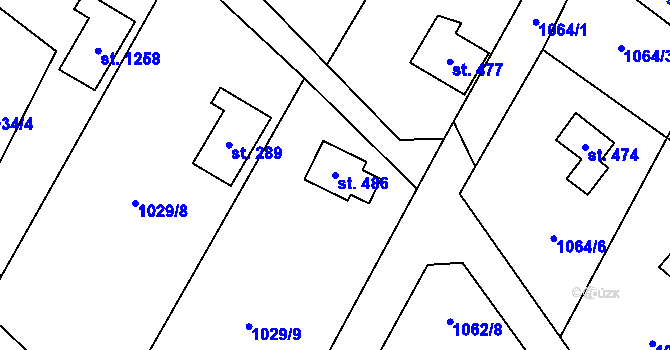 Parcela st. 486 v KÚ Skalice u Frýdku-Místku, Katastrální mapa