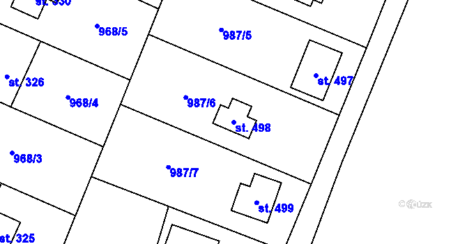 Parcela st. 498 v KÚ Skalice u Frýdku-Místku, Katastrální mapa
