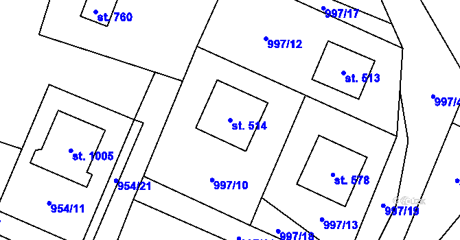 Parcela st. 514 v KÚ Skalice u Frýdku-Místku, Katastrální mapa