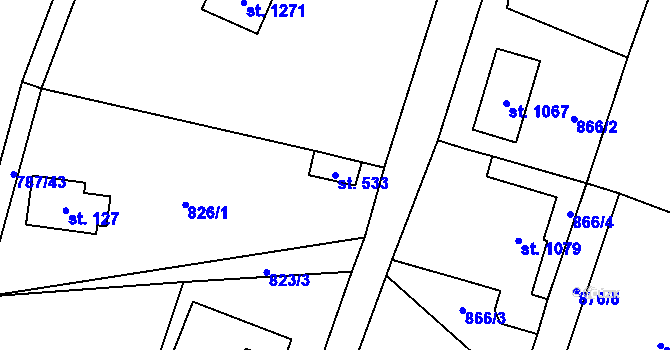 Parcela st. 533 v KÚ Skalice u Frýdku-Místku, Katastrální mapa