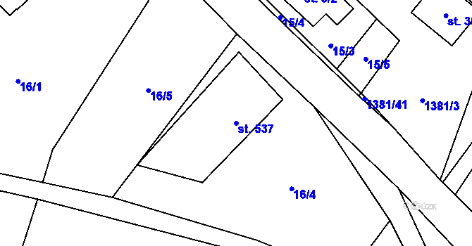 Parcela st. 537 v KÚ Skalice u Frýdku-Místku, Katastrální mapa