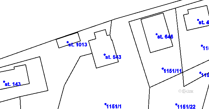 Parcela st. 543 v KÚ Skalice u Frýdku-Místku, Katastrální mapa