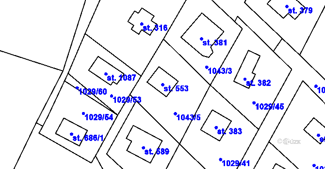 Parcela st. 553 v KÚ Skalice u Frýdku-Místku, Katastrální mapa