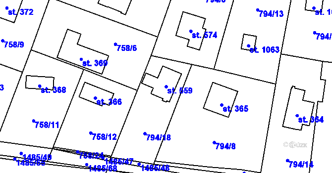 Parcela st. 559 v KÚ Skalice u Frýdku-Místku, Katastrální mapa
