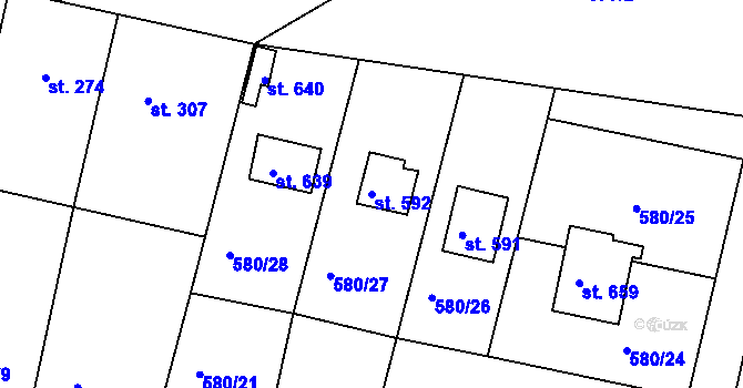 Parcela st. 592 v KÚ Skalice u Frýdku-Místku, Katastrální mapa