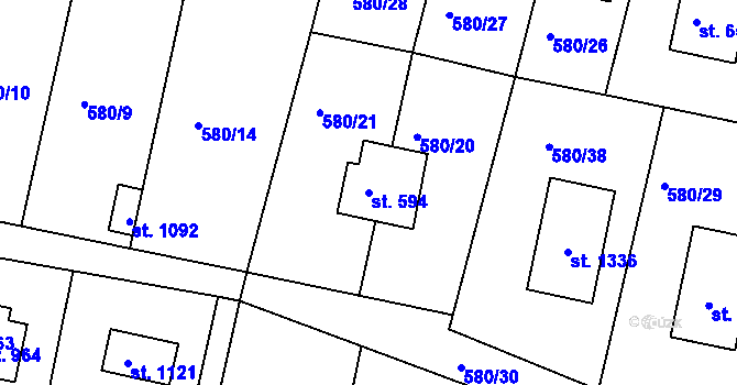 Parcela st. 594 v KÚ Skalice u Frýdku-Místku, Katastrální mapa