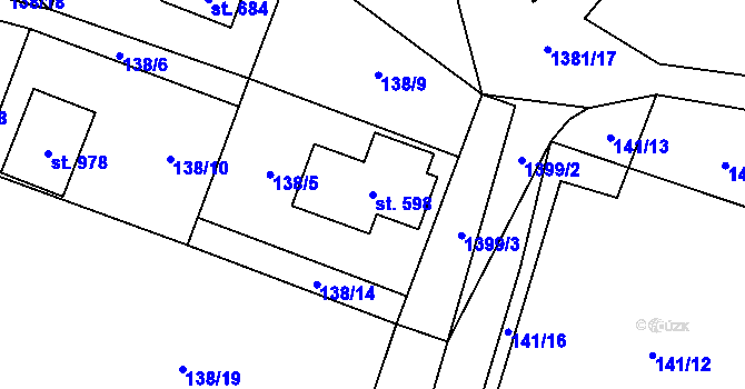 Parcela st. 598 v KÚ Skalice u Frýdku-Místku, Katastrální mapa