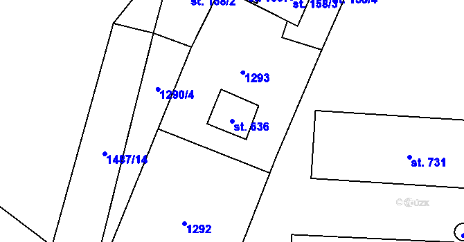Parcela st. 636 v KÚ Skalice u Frýdku-Místku, Katastrální mapa