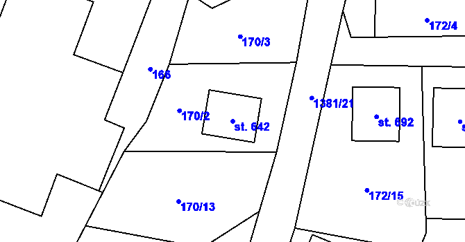 Parcela st. 642 v KÚ Skalice u Frýdku-Místku, Katastrální mapa