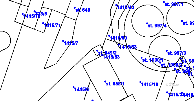Parcela st. 649/2 v KÚ Skalice u Frýdku-Místku, Katastrální mapa