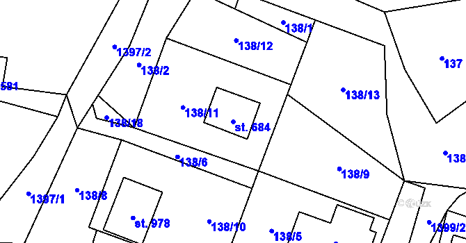 Parcela st. 684 v KÚ Skalice u Frýdku-Místku, Katastrální mapa