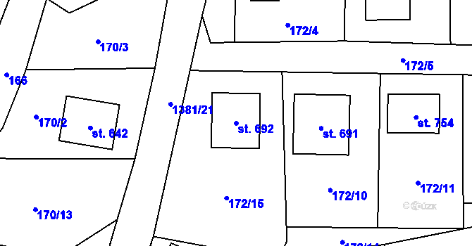 Parcela st. 692 v KÚ Skalice u Frýdku-Místku, Katastrální mapa