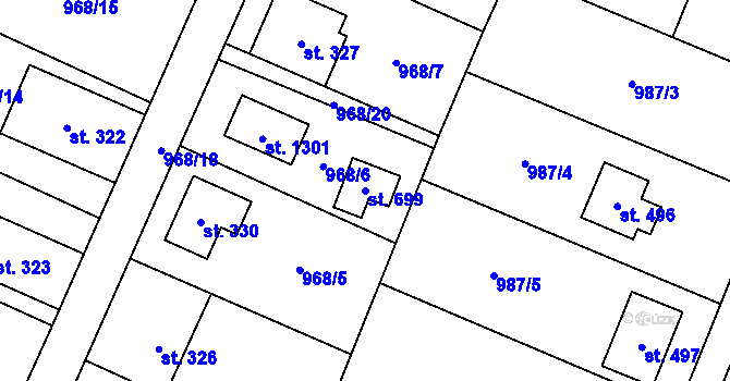 Parcela st. 699 v KÚ Skalice u Frýdku-Místku, Katastrální mapa