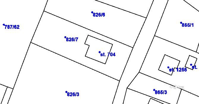 Parcela st. 704 v KÚ Skalice u Frýdku-Místku, Katastrální mapa