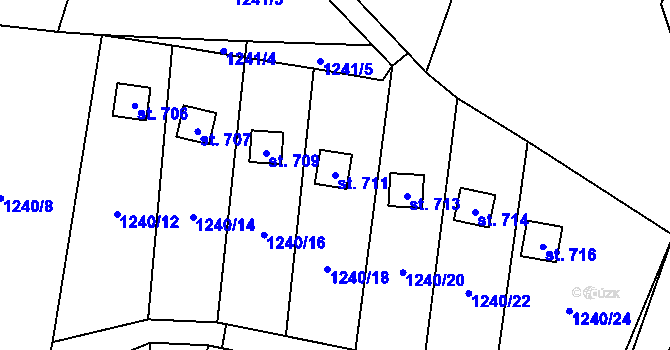 Parcela st. 711 v KÚ Skalice u Frýdku-Místku, Katastrální mapa