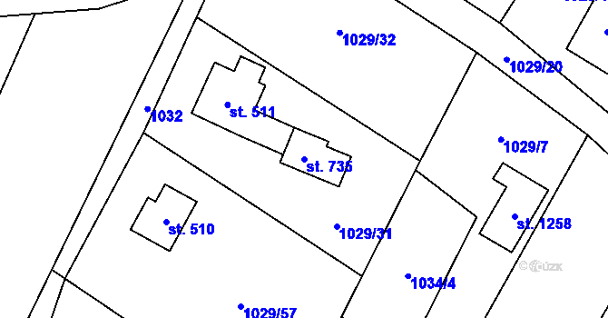 Parcela st. 735 v KÚ Skalice u Frýdku-Místku, Katastrální mapa