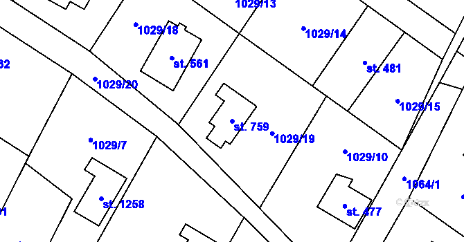 Parcela st. 759 v KÚ Skalice u Frýdku-Místku, Katastrální mapa